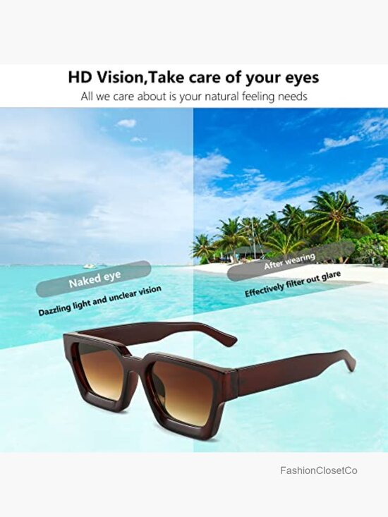 Retro 90s Chunky Rectangle Sunglasses UV400 Protection main image 6